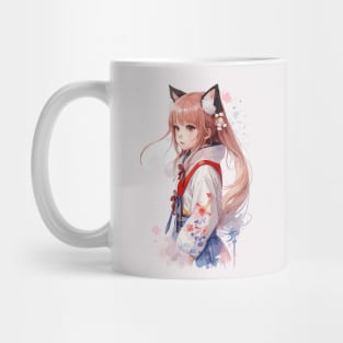 Kawaii baby in Kitsune fox kimono Mug